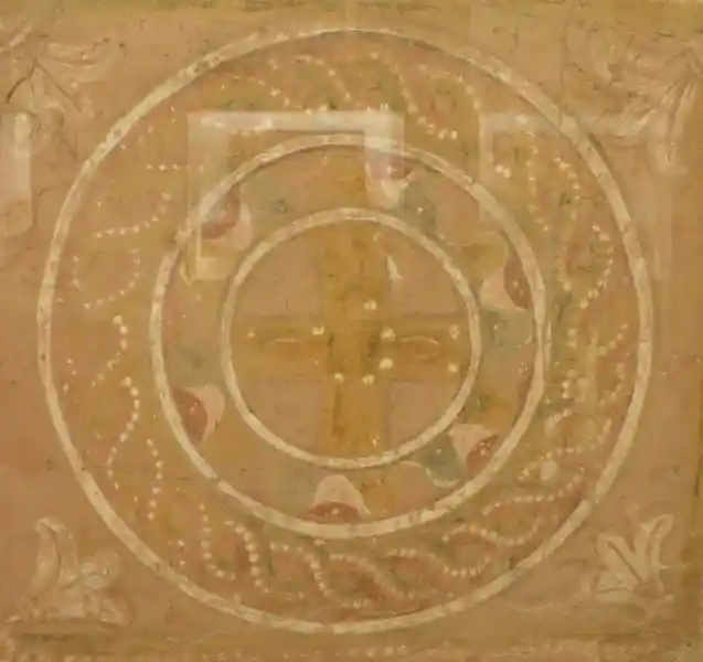 Mural, sun symbol with cross inside
